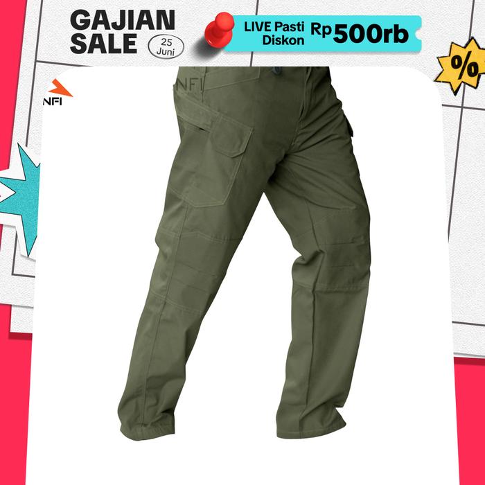 ANFI Celana Cargo Tactical BIGSIZE Panjang Ribstop 42-48 Hijau Hitam Kain Tebal