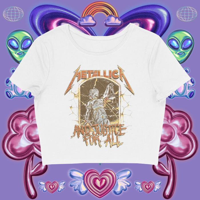 GIRL.CLUB | CROP TOP METALLICA AND JUSTICE FOR ALL BARRIER | GRUNGE | Y2K | METAL | VINTAGE | ANIME 