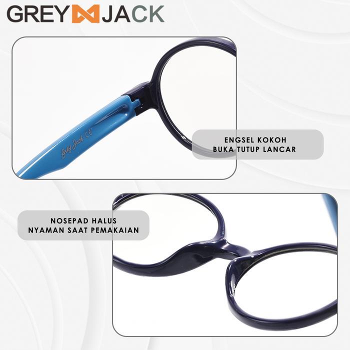 NEW GREY JACK Kacamata ANAK Antiradiasi Blueray Komputer HP TV Bahan TR90 Model Bulat Ringan Lentur