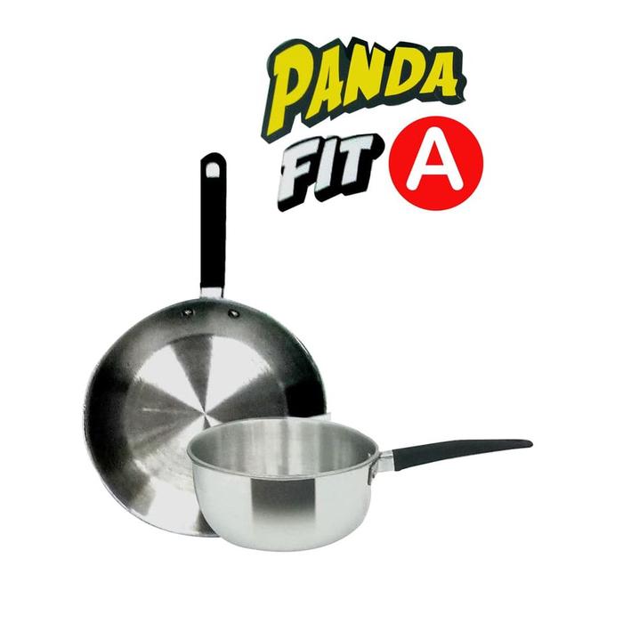 Home-Klik Maspion Panda Fit A Set Wajan Penggorengan Sauce Pan 16 CM & Fry Pan 20 CM