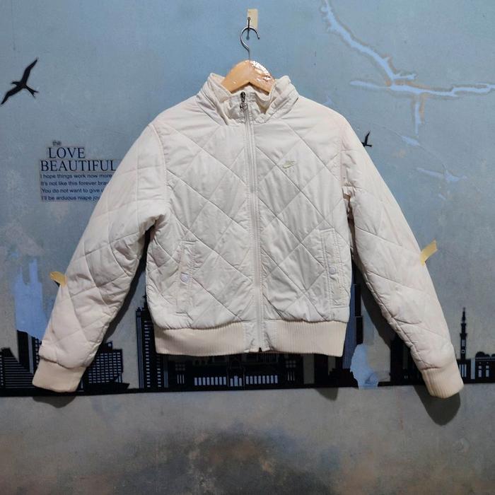 Jaket casual vintage puffer NIKE putih Minus