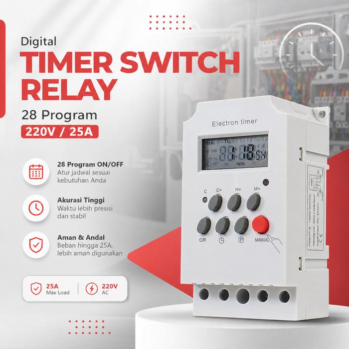 Cahaya Bundaran | Timer Switch Relay 28 Program | Timer Relay Program | Timer 28 220V 25A