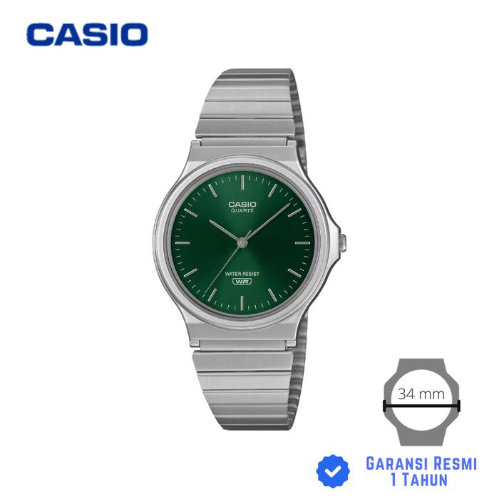 JAM TANGAN WANITA CASIO MQ-24DA-3A SILVER HIJAU - MQ 24DA 3ADF