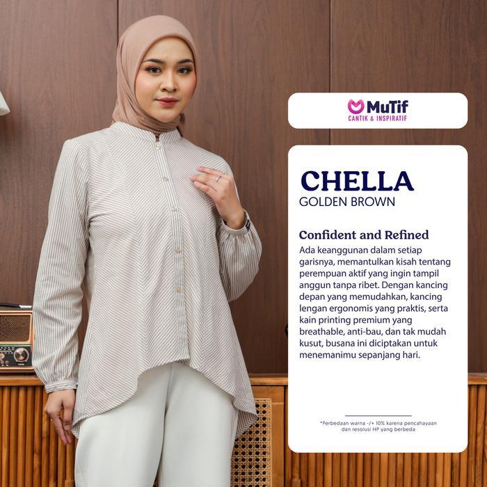 MUTIF TUNIK ATASAN CHELLA BROWN DAN GOLDEN BROWN
