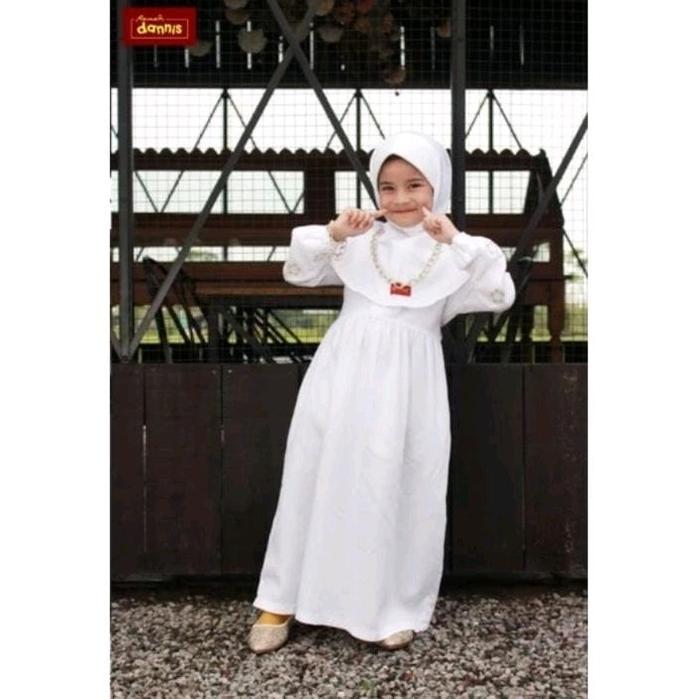 Gamis dannis anak putih/gamis anak jkpl 1201 IH