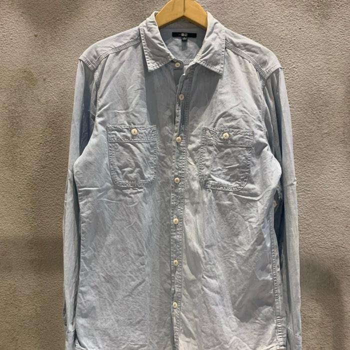 Kemeja Denim Uniqlo Chambray Longsleeve Original