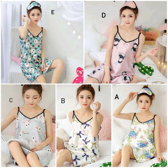 Baju Tidur Sexy Terusan Dress Saten Silk Premium Import