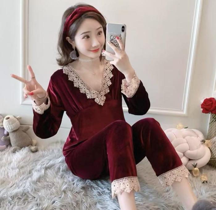 Jc- Set Piyama Bulu Bludru Pp / Baju Tidur Import Bludrupremium / Piyamabludru Terbaru