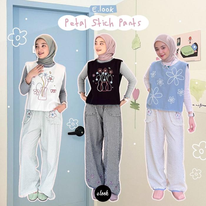 E.Look Petal Stitch Celana Cotton Seersucker