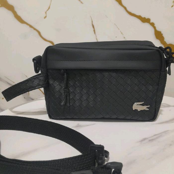Tas Pria Slempang original jumstar Unisex Original Kualitas Premium+ dengan Desain Woven Hitam & Log