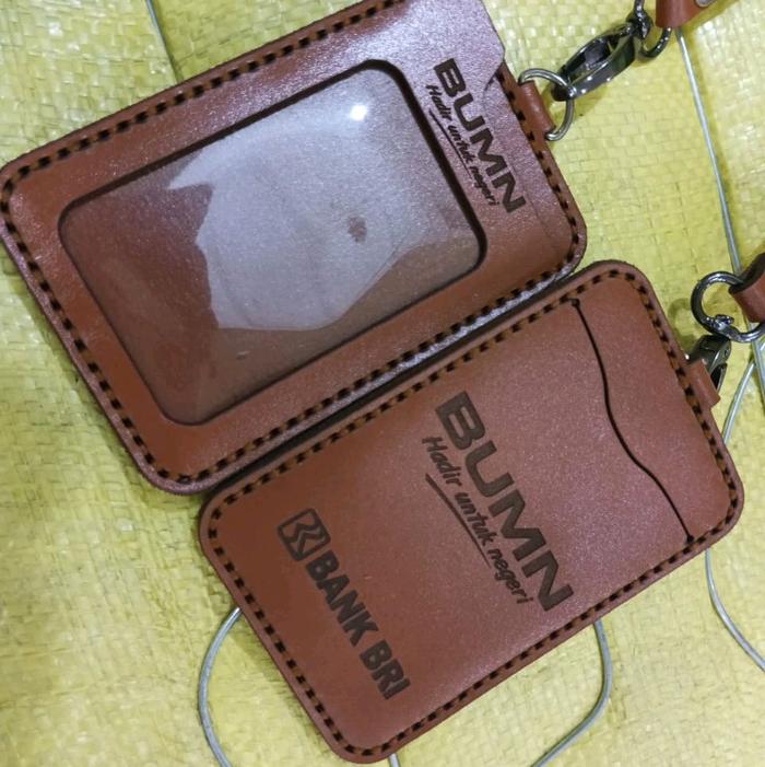 BUMN Dompet Kalung untuk Tempat ID Card Lanyard Kulit BUMN BRI dengan Desain Eksklusif dan Tali Peng