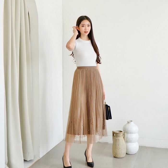 MOZA - Luna Skirt / Rok Bolak Balik Wanita Bisa 2 Style Model Premium Midi Pleats Tile Velvet Tutu I