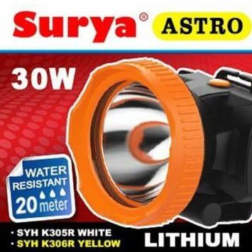 Surya Senter Kepala Selam LED Super Terang Lithium SYH K306R LAMPU KUNING 30 Watt Super LED Recharge