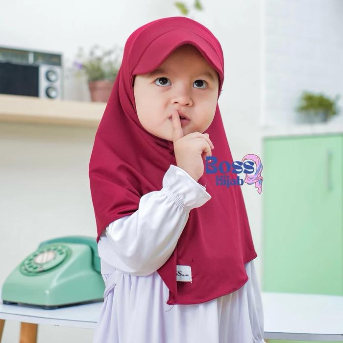 Boss Hijab Jiltop Sporty Jersey Muslim Kerudung Anak Usia 0-6 Tahun Bahan Poly Spandek Nyaman Modis