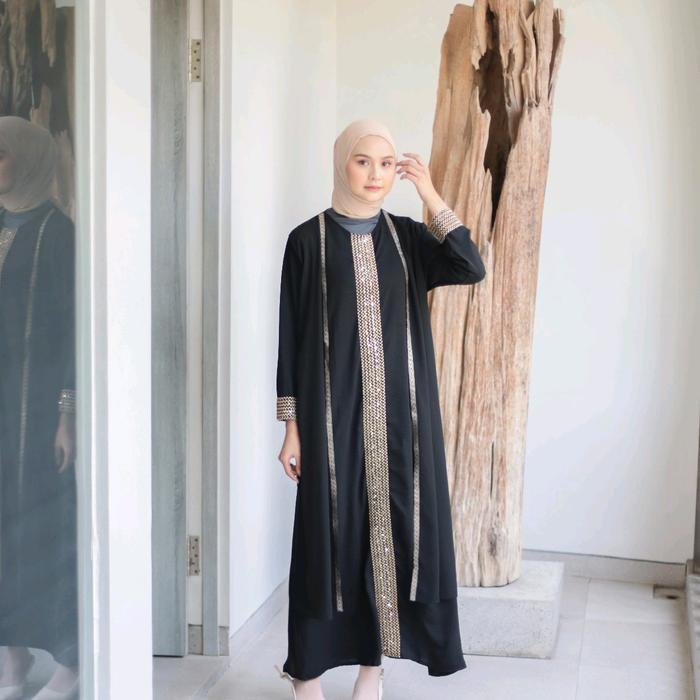 TSANIA ABAYA DUBAI ABAYA TURKI ABAYA SULTAN WARNA HITAM Airflow Ceruty Muslim Renda Wanita Arab Gami