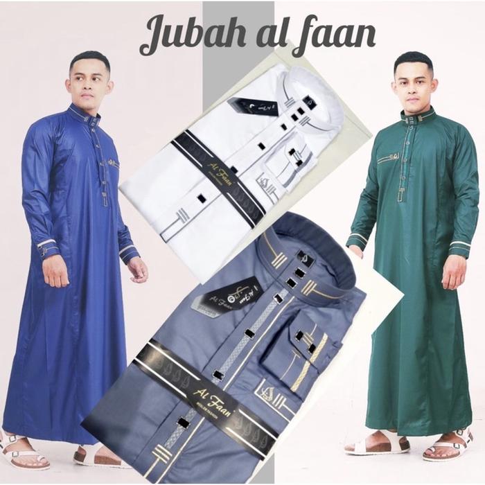 Gamis Pria Jubah Pria Dewasa Al-Faan Jubah Bordir Al-Faan Model Al-Haramain Annoor Alaseel Al-Raz