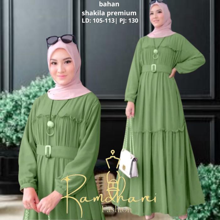 Gamis Crinkle Jumbo Dewie Dress Maxi Wanita Kondangan Terbaru Free Sabuk - Airflow, Syari, Remaja, D