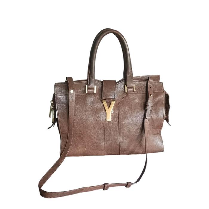 YSL cabas brown leather bag