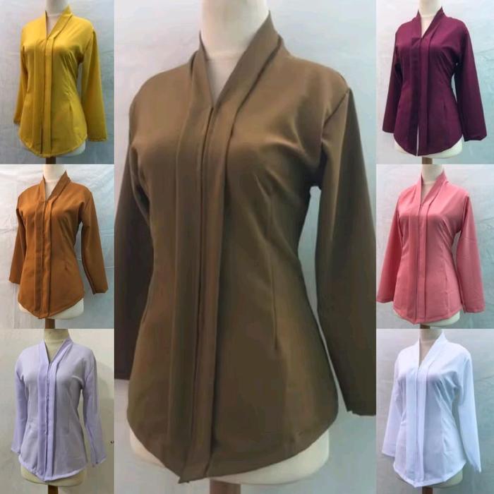 Kebaya Kartini Li_ Encim 2 Lengan Panjang Kuning Sandat Ungu Magenta