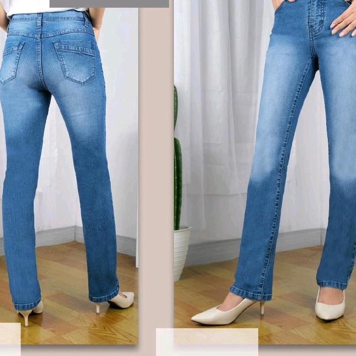 Levis cewek pola lurus Stretch Celana Panjang