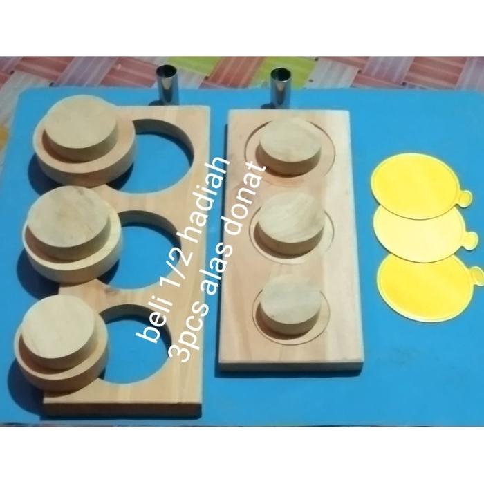 Cetakan donat / Cetakan donat kayu 1set 3 ukuran / Cetakan donat kayu 3 lubang