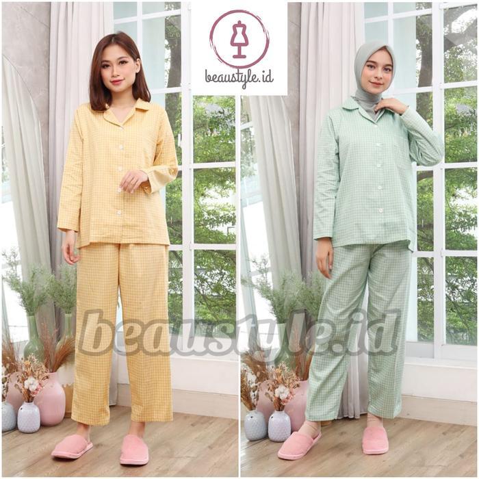 Piyama Korea Katun Jepang Premium Kotak Kotak Panjang Exo Nct Bts