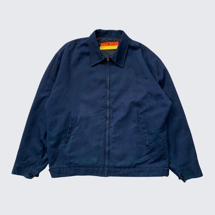 Dark Blue Indigo Faded Vintage Redkap USA Workwear Canvas Quilted Inside Work Jacket - Unisex - L