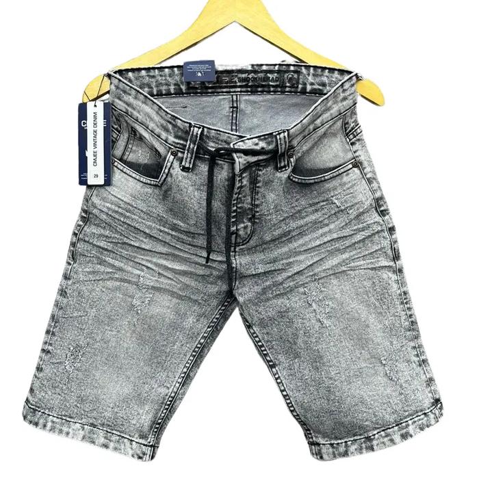 Celana Pendek Jeans Stretch Slimfit Ripped Short Pants Tebal Cmjee Vintage Denim Biru Muda - Melar, 