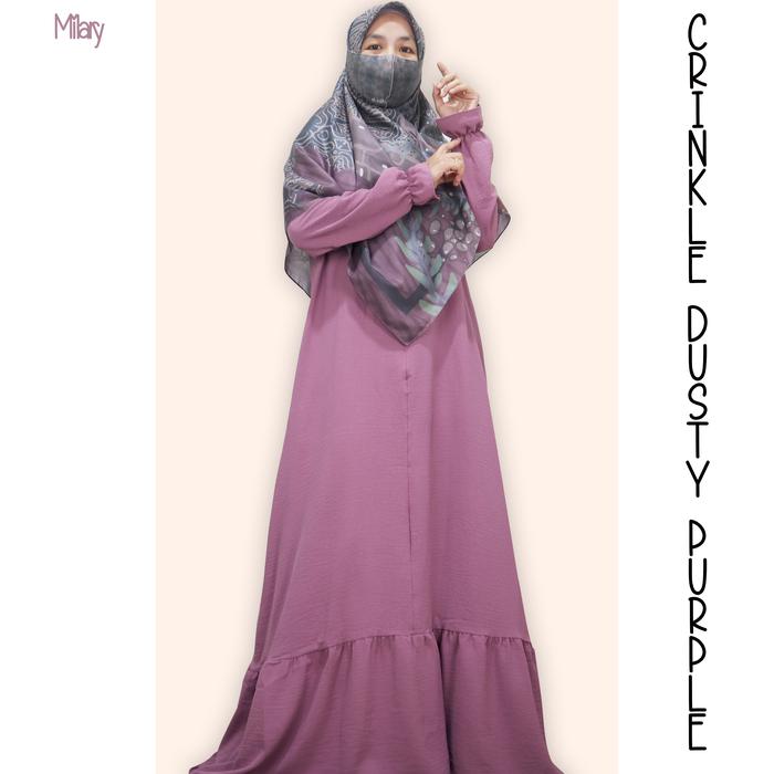 MILARY - Crinkle Dress Gamis Daster Homedress Baju Muslim Crinkle Airflow