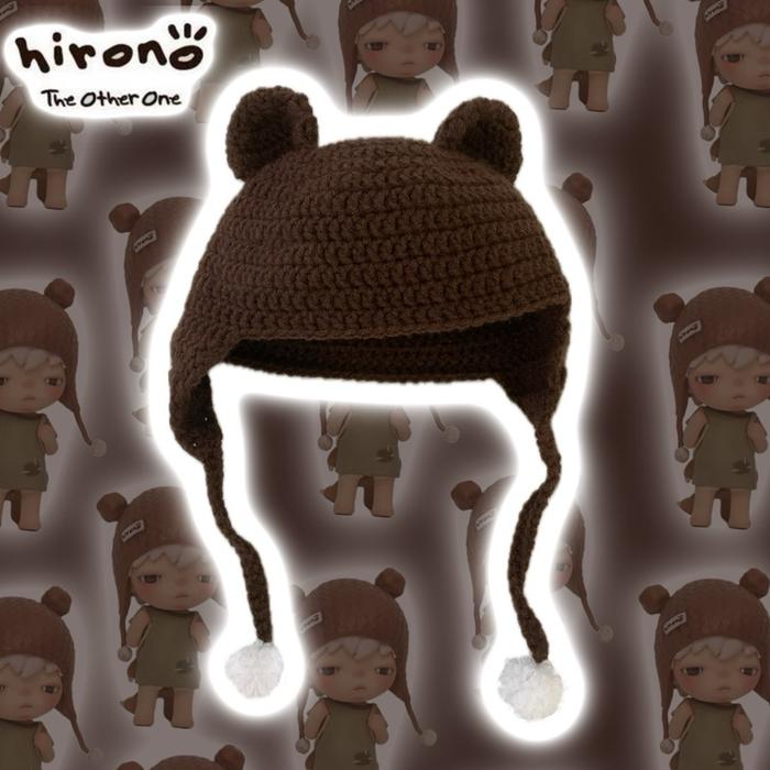 READY STOCK Hirono The Other One Brown Crochet Hat // Topi Rajut Coklat Hirono The Other One