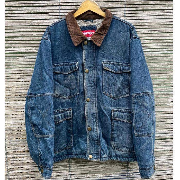 jaket jeans sherpa wrangler denim big size second