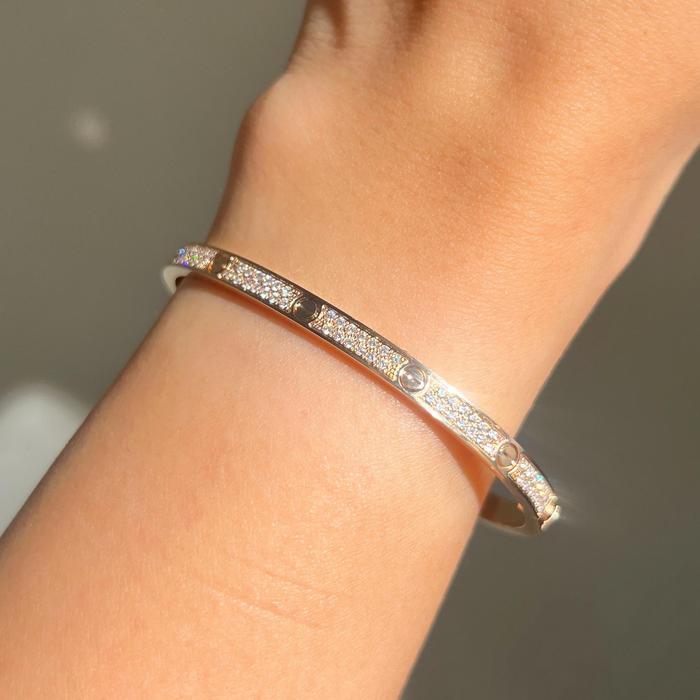 TDA Gold Cartier Love Pave Diamond Bangle Gelang Emas Berlian Asli