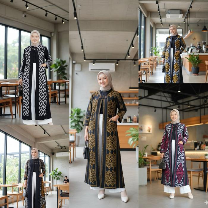 Long Outer Wanita Bahan Tenun Troso Premium Long Cardi Tenun Long Outer Jumbo