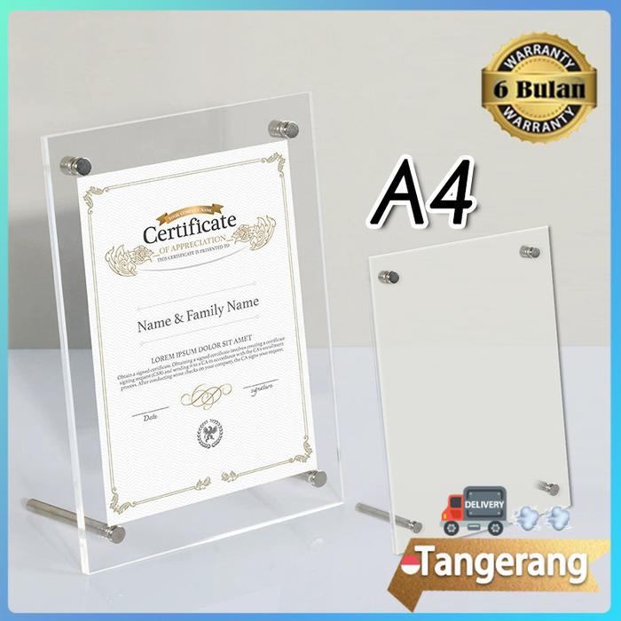 Akrilik Frame / Bingkai / Dsiplay Meja / Acrylic Standing Frame A4 / Akrilik Display Stand