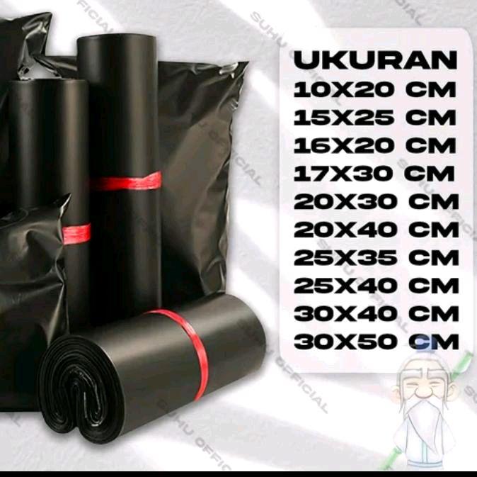 PLASTIK PACKING PLASTIK POLYMAILER KANTONG OLSHOP LEM isi 50 HITAM