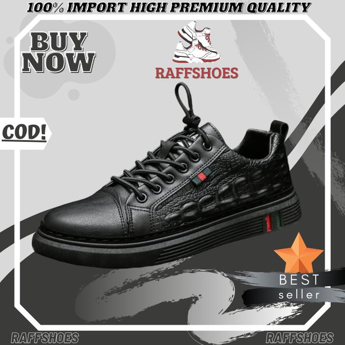 SEPATU PRIA JEPPAR G119 BLACK CROCODILE SNEAKERS ORIGINAL TERBARU