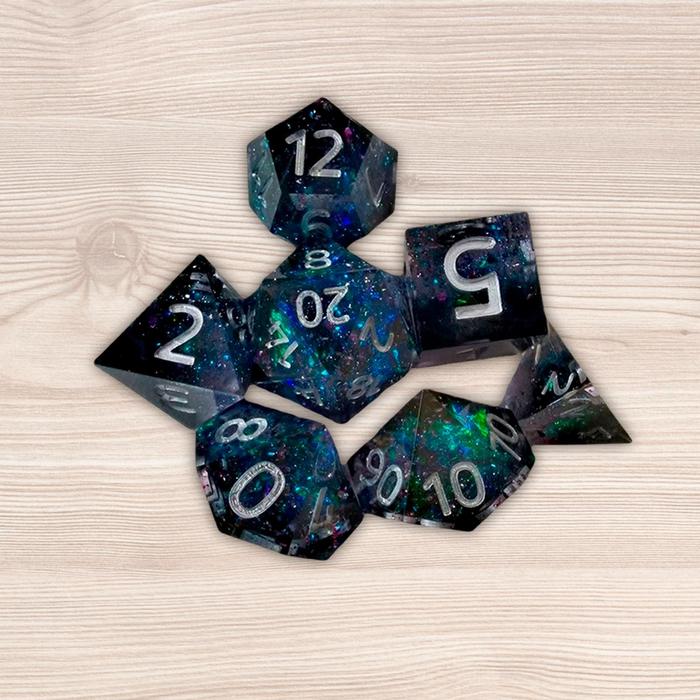 7x Dadu Polyhedron Portabel, D4 ~ D20 Set Dadu Multiwarna