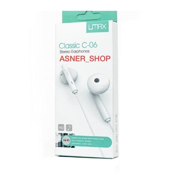 Headset Umax Classic C-06 Stereo Earphone Hf Kabel Super Bass C06