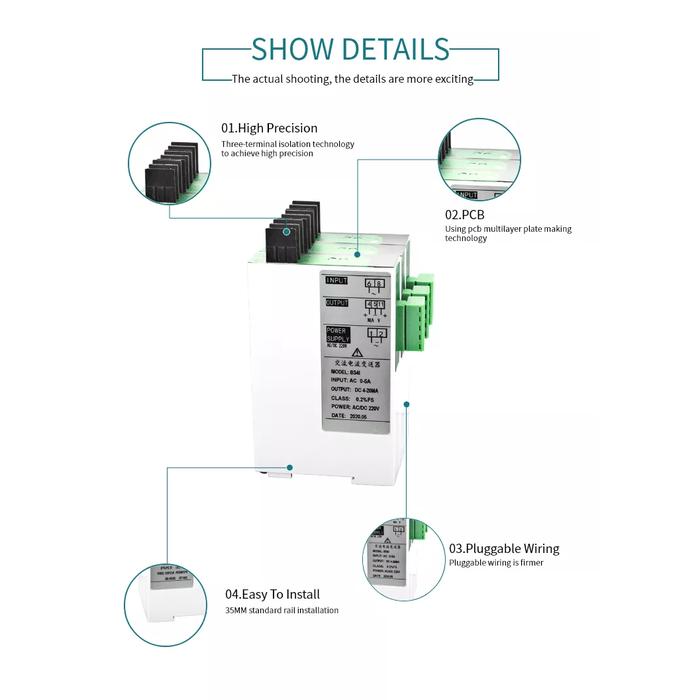 Keluaran Sensor Arus AC 0-10V 4-20ma Trafo Arus Presisi Tinggi 5A 20A