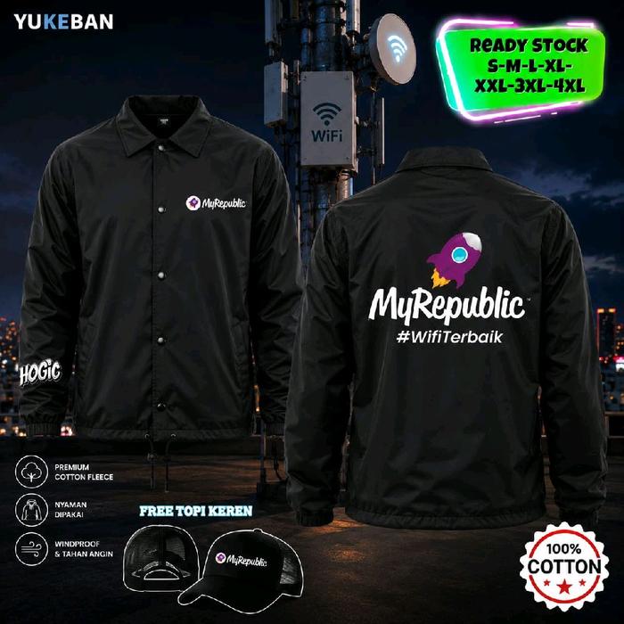 JAKET OUTER ATASAN PRIA MyRepublic Wifi BAHAN 100% FLEECE TAIWAN