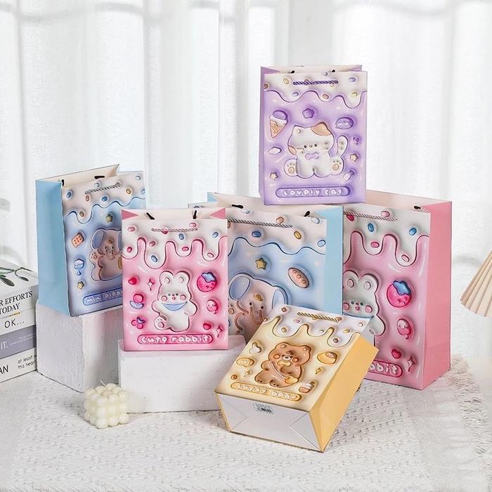 ￼Paper Bag Ulang Tahun Anak / Hampers bag Ulang Tahun Anka Motif 3D Lucu / Gift Bag Ultah / Paper ba