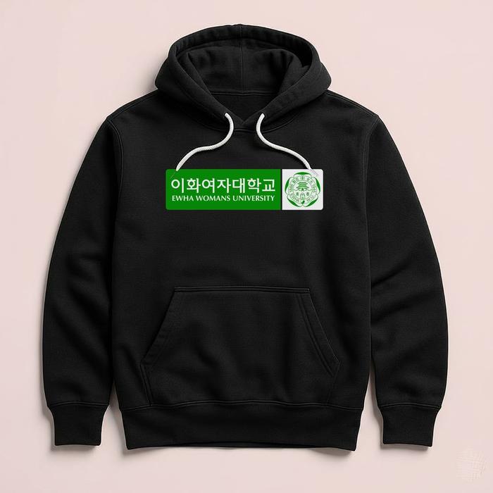 Hoodie EWHA Woman's University Korea Premium Fleece Cloth Sweater Jacket Hood Black Distro