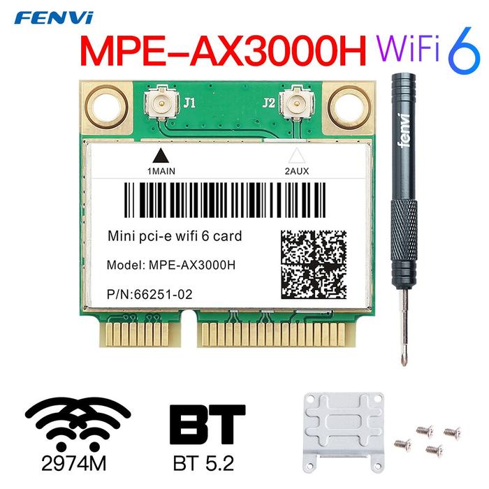 FENVI WiFi 6 Card 2974Mbps Dual Band 2.4G/5Ghz For Bluetooth 5.2 Wireless Half Mini PCI-E Network Wl