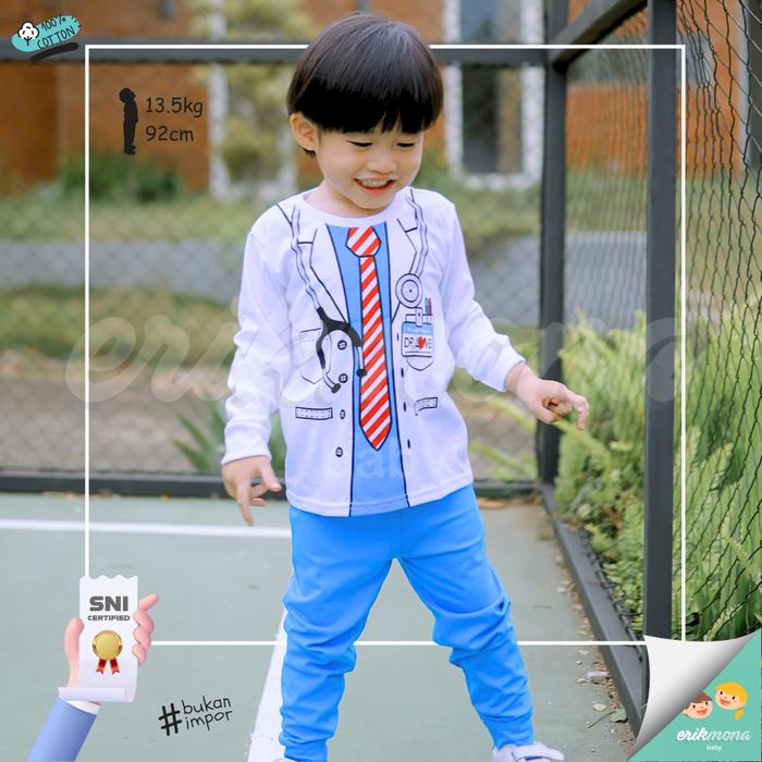 Ermon Baby - Piyama Anak Laki Laki Perempuan Baju Anak Cowok Cewek Lucu Model Dokter Usia 3 - 5 Tahu