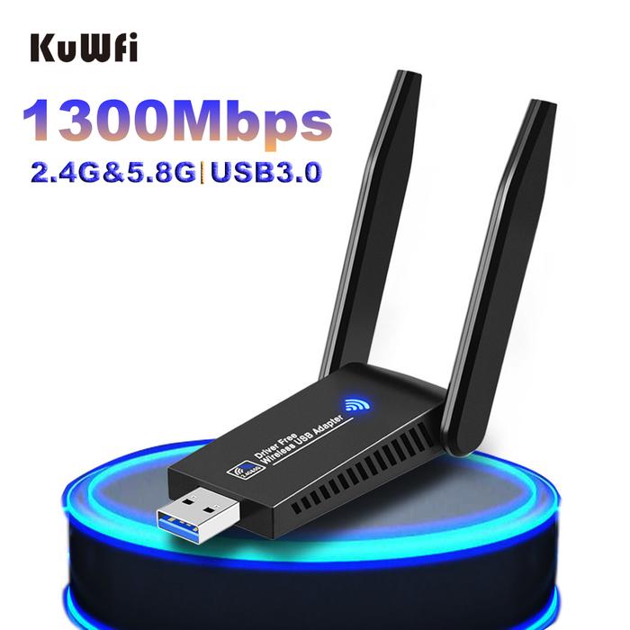 KuWFi 1300Mbps USB WiFi Adapter USB3.0 Network Card Dual Band 2.4G&5G