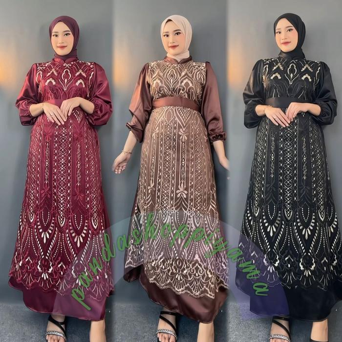 Chandra Kassa Mall Devia Gamis Brokat Premium Kekinian Gamis Kondangan Gamis Wanita Maxi Dress Remaj