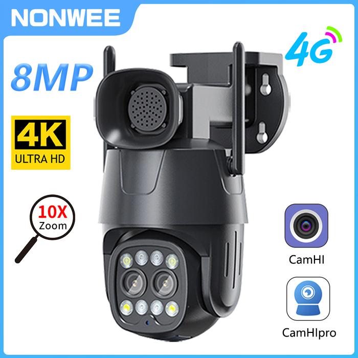 Wifi/4G Sim Card Surveillance Camera PTZ Outdoor 8MP Security CCTV