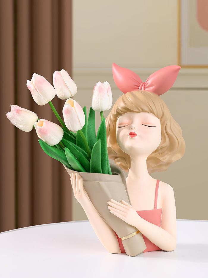 Nordic Creative Bouquet Girl Vase Decoration Living Room TV Cabinet