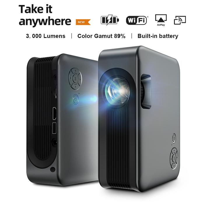 AUN Proyektor MINI Smart TV Portabel Home Theater Cinema dengan
