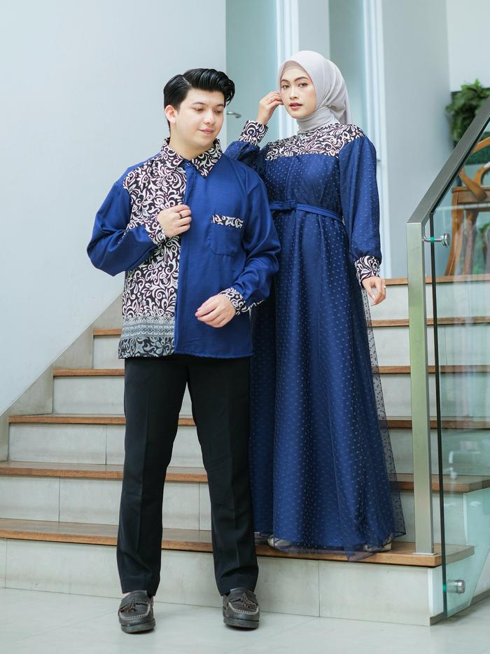 Terlaris- Baju Couple Pasangan Lebaran Busui Motif Batik Keluarga Dan Kemeja Pria Lengan Panjang Fai